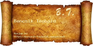 Bencsik Teobald névjegykártya